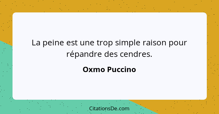 La peine est une trop simple raison pour répandre des cendres.... - Oxmo Puccino