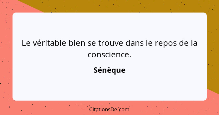 Le véritable bien se trouve dans le repos de la conscience.... - Sénèque