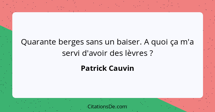 Quarante berges sans un baiser. A quoi ça m'a servi d'avoir des lèvres ?... - Patrick Cauvin