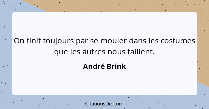 On finit toujours par se mouler dans les costumes que les autres nous taillent.... - André Brink