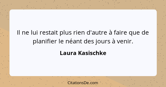 Il ne lui restait plus rien d'autre à faire que de planifier le néant des jours à venir.... - Laura Kasischke