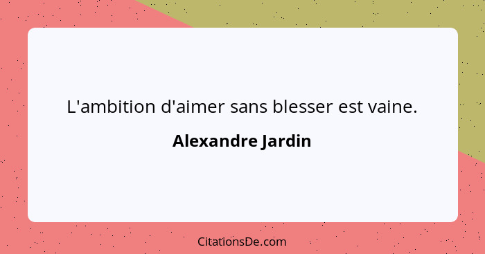 L'ambition d'aimer sans blesser est vaine.... - Alexandre Jardin