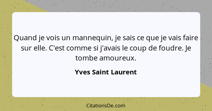 Yves Saint Laurent Quand Je Vois Un Mannequin Je Sais Ce