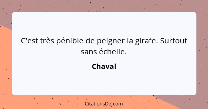 C'est très pénible de peigner la girafe. Surtout sans échelle.... - Chaval