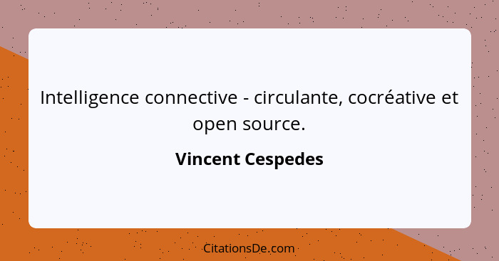 Intelligence connective - circulante, cocréative et open source.... - Vincent Cespedes