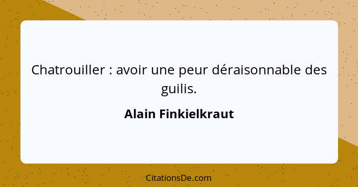 Chatrouiller : avoir une peur déraisonnable des guilis.... - Alain Finkielkraut