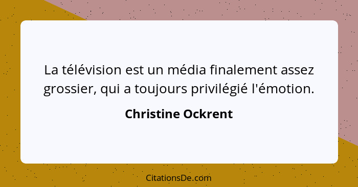 La télévision est un média finalement assez grossier, qui a toujours privilégié l'émotion.... - Christine Ockrent