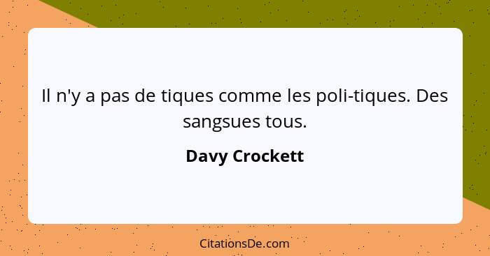 Il n'y a pas de tiques comme les poli-tiques. Des sangsues tous.... - Davy Crockett