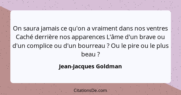 Jean Jacques Goldman On Saura Jamais Ce Qu On A Vraiment D