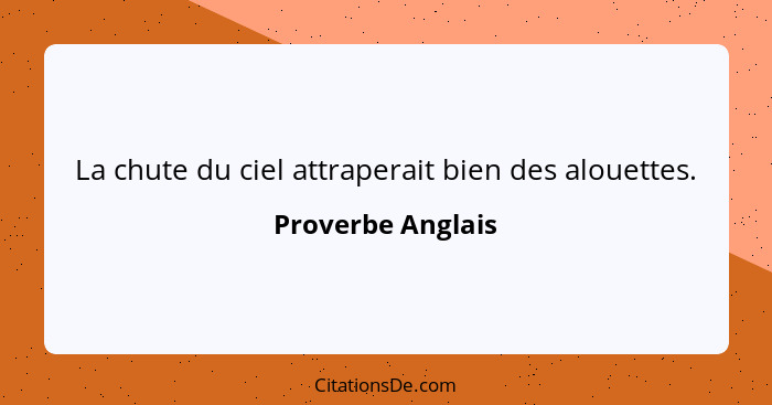 La chute du ciel attraperait bien des alouettes.... - Proverbe Anglais