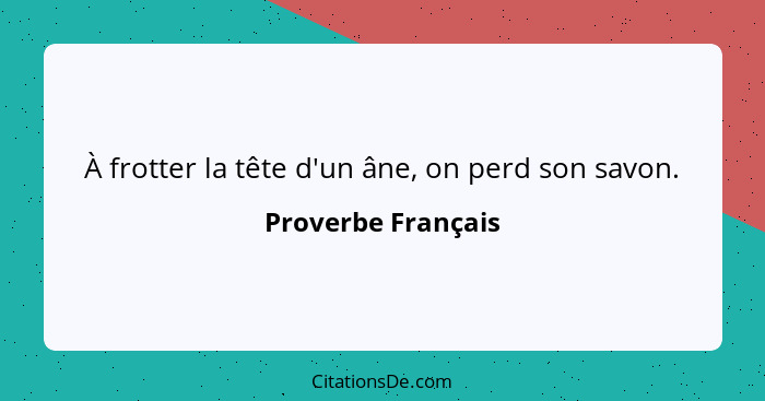 À frotter la tête d'un âne, on perd son savon.... - Proverbe Français