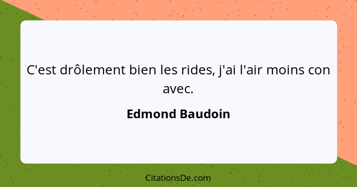 C'est drôlement bien les rides, j'ai l'air moins con avec.... - Edmond Baudoin