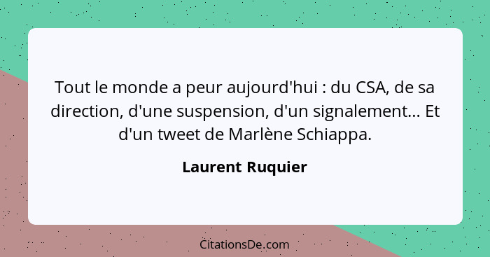 Tout le monde a peur aujourd'hui : du CSA, de sa direction, d'une suspension, d'un signalement… Et d'un tweet de Marlène Schiap... - Laurent Ruquier