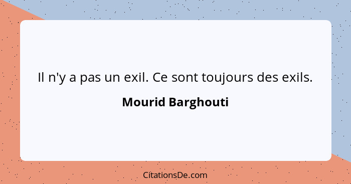 Il n'y a pas un exil. Ce sont toujours des exils.... - Mourid Barghouti