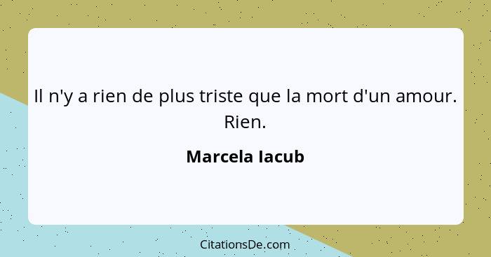 Il n'y a rien de plus triste que la mort d'un amour. Rien.... - Marcela Iacub