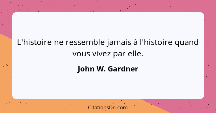 L'histoire ne ressemble jamais à l'histoire quand vous vivez par elle.... - John W. Gardner