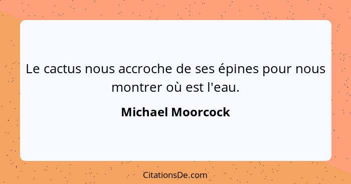 Le cactus nous accroche de ses épines pour nous montrer où est l'eau.... - Michael Moorcock