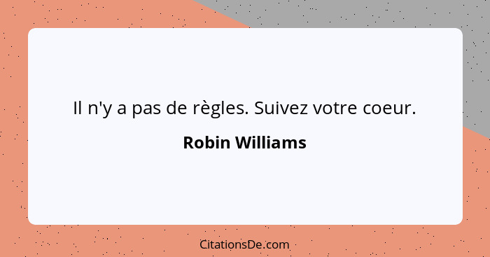 Il n'y a pas de règles. Suivez votre coeur.... - Robin Williams