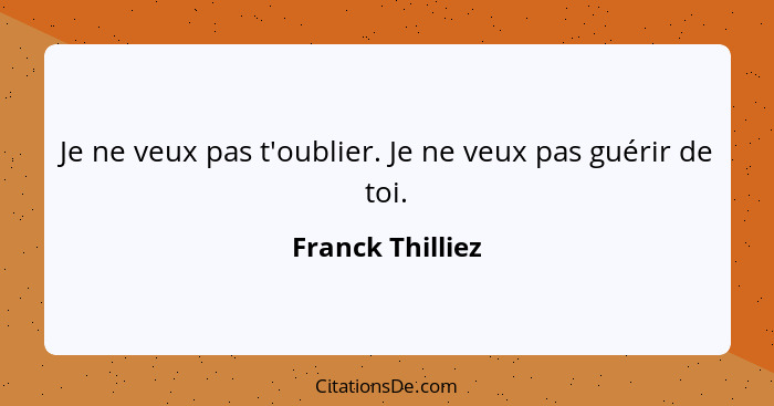 Je ne veux pas t'oublier. Je ne veux pas guérir de toi.... - Franck Thilliez