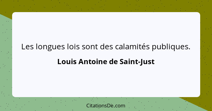 Les longues lois sont des calamités publiques.... - Louis Antoine de Saint-Just