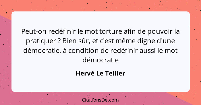 Peut-on redéfinir le mot torture afin de pouvoir la pratiquer ? Bien sûr, et c'est même digne d'une démocratie, à condition de... - Hervé Le Tellier