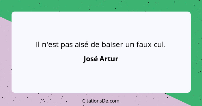 Il n'est pas aisé de baiser un faux cul.... - José Artur