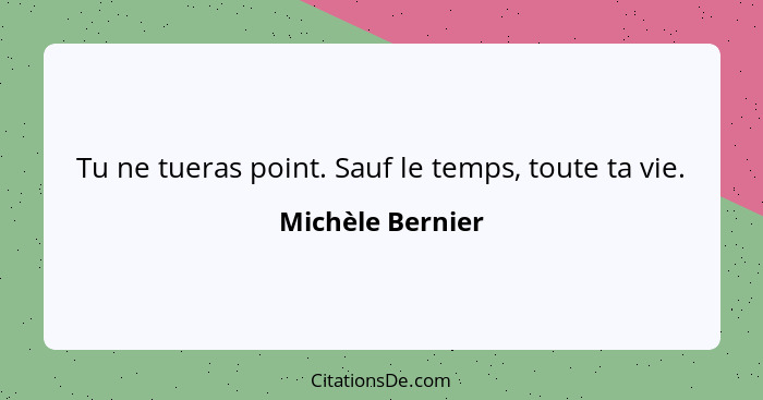 Tu ne tueras point. Sauf le temps, toute ta vie.... - Michèle Bernier