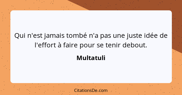 Qui n'est jamais tombé n'a pas une juste idée de l'effort à faire pour se tenir debout.... - Multatuli