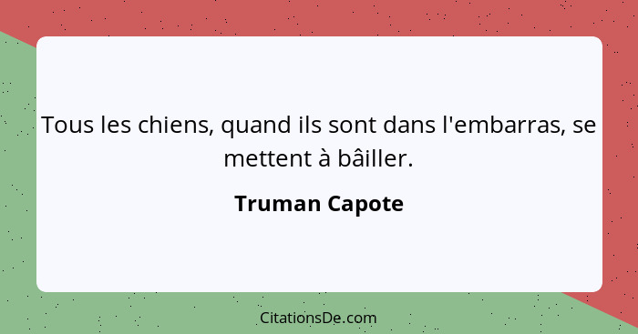 Tous les chiens, quand ils sont dans l'embarras, se mettent à bâiller.... - Truman Capote