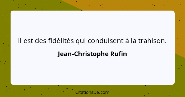 Il est des fidélités qui conduisent à la trahison.... - Jean-Christophe Rufin