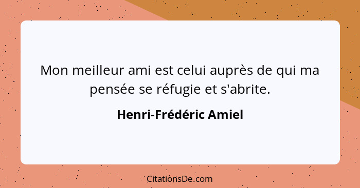 Mon meilleur ami est celui auprès de qui ma pensée se réfugie et s'abrite.... - Henri-Frédéric Amiel