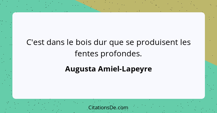 C'est dans le bois dur que se produisent les fentes profondes.... - Augusta Amiel-Lapeyre