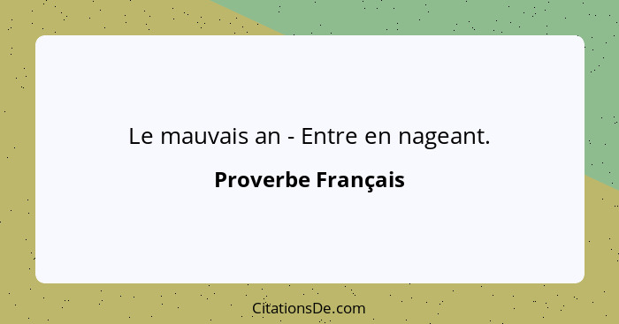 Le mauvais an - Entre en nageant.... - Proverbe Français