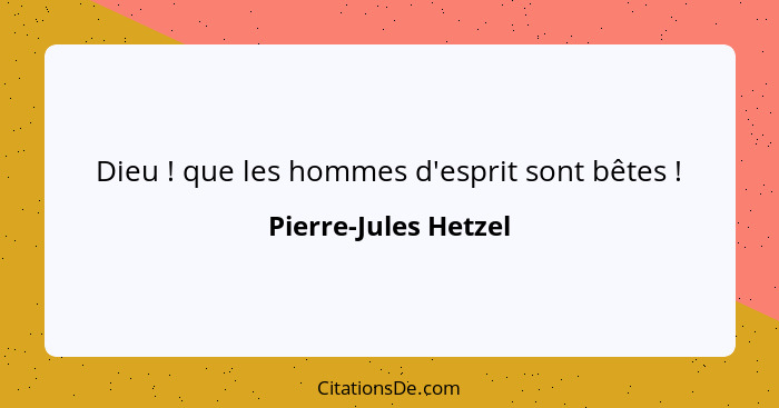 Dieu ! que les hommes d'esprit sont bêtes !... - Pierre-Jules Hetzel