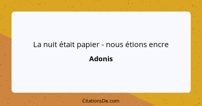 La nuit était papier - nous étions encre... - Adonis