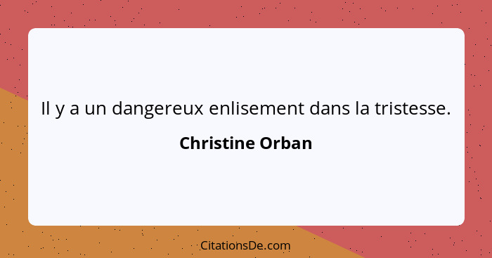 Il y a un dangereux enlisement dans la tristesse.... - Christine Orban