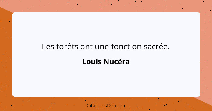 Les forêts ont une fonction sacrée.... - Louis Nucéra