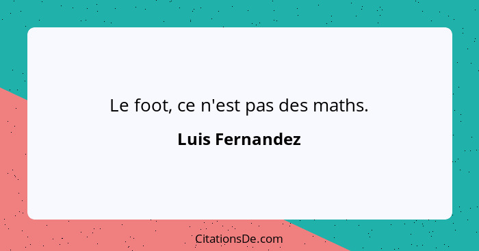 Le foot, ce n'est pas des maths.... - Luis Fernandez