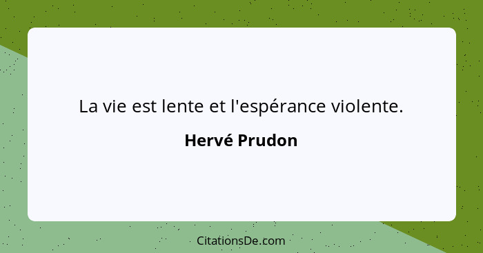 La vie est lente et l'espérance violente.... - Hervé Prudon