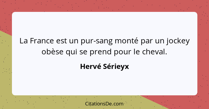 La France est un pur-sang monté par un jockey obèse qui se prend pour le cheval.... - Hervé Sérieyx