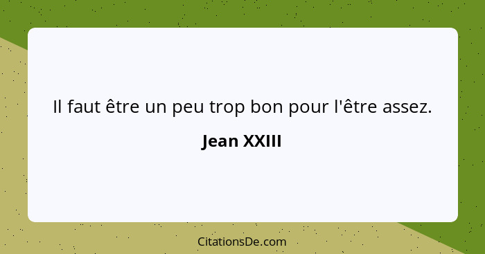 Il faut être un peu trop bon pour l'être assez.... - Jean XXIII