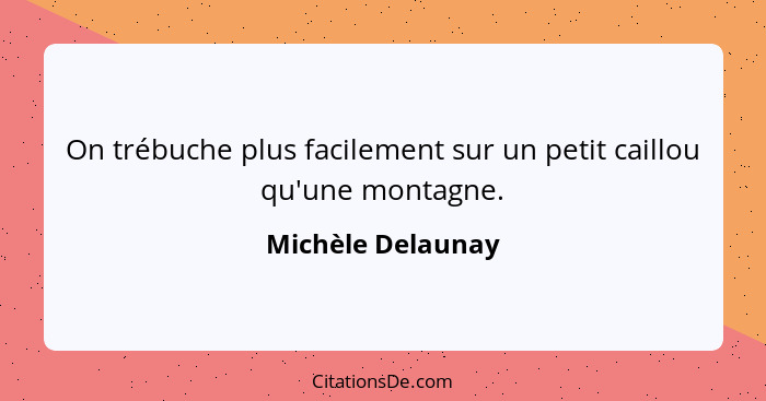 On trébuche plus facilement sur un petit caillou qu'une montagne.... - Michèle Delaunay