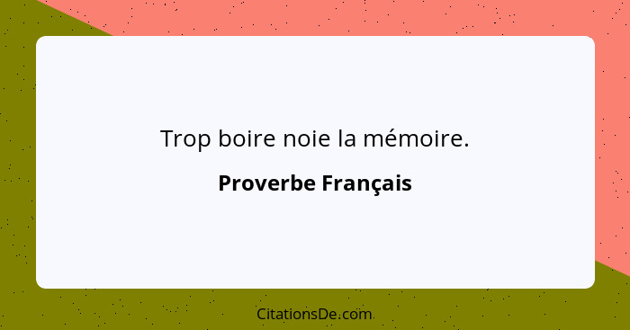 Trop boire noie la mémoire.... - Proverbe Français