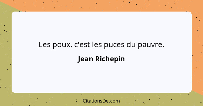 Les poux, c'est les puces du pauvre.... - Jean Richepin