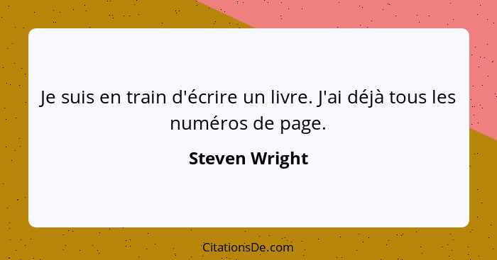 Je suis en train d'écrire un livre. J'ai déjà tous les numéros de page.... - Steven Wright