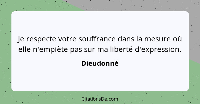 Je respecte votre souffrance dans la mesure où elle n'empiète pas sur ma liberté d'expression.... - Dieudonné