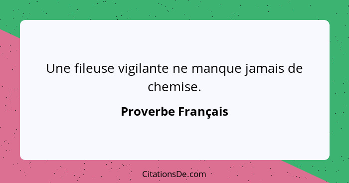 Une fileuse vigilante ne manque jamais de chemise.... - Proverbe Français