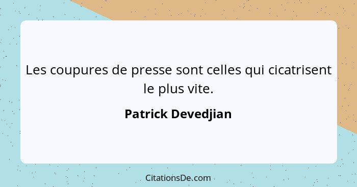 Les coupures de presse sont celles qui cicatrisent le plus vite.... - Patrick Devedjian