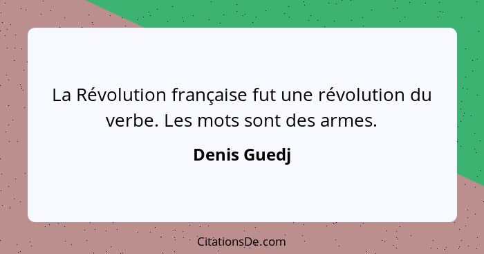 La Révolution française fut une révolution du verbe. Les mots sont des armes.... - Denis Guedj