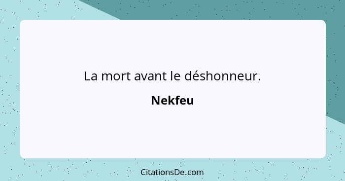 La mort avant le déshonneur.... - Nekfeu